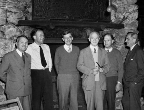 The S-1 Committee in 1942: Harold Urey, Ernest Lawrence, James Conant, Lyman Briggs, Edgar Murphree and Arthur Compton